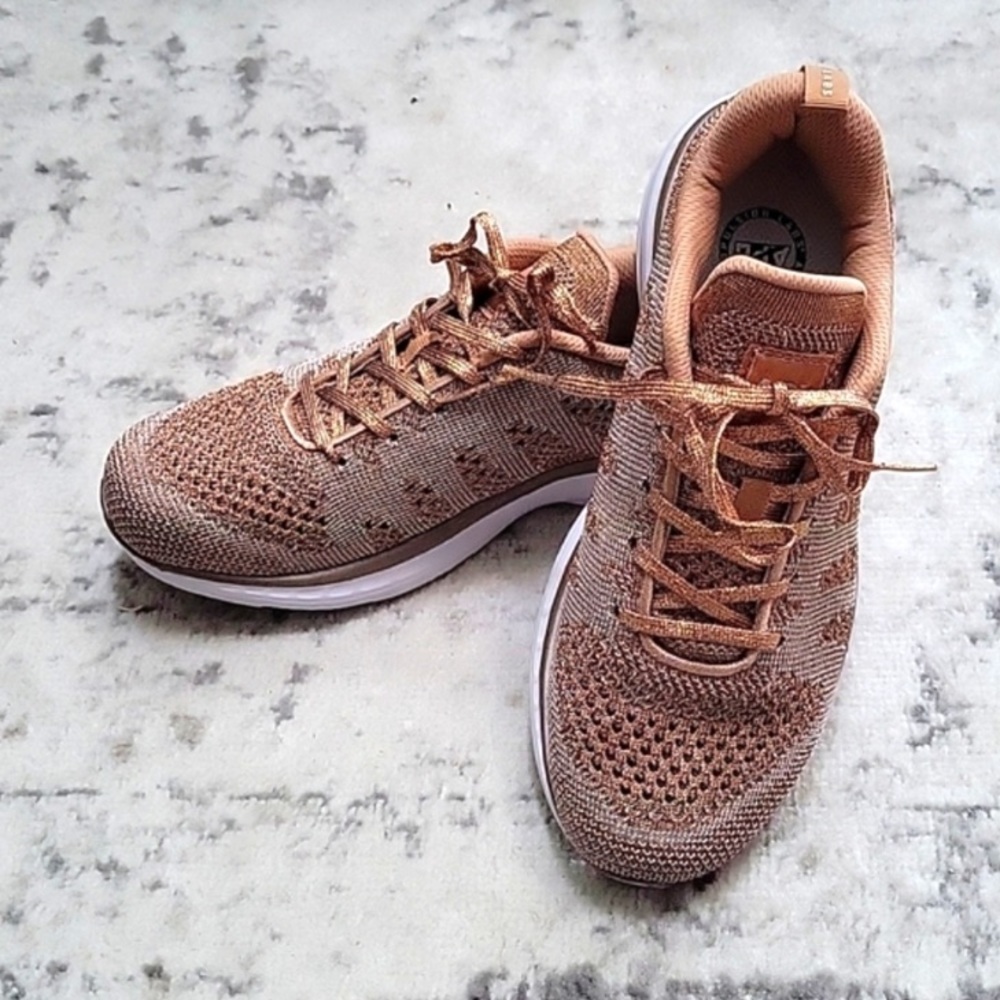 APL rose gold "techloom pro" propelium metallic glitter athletic running shoes 8
